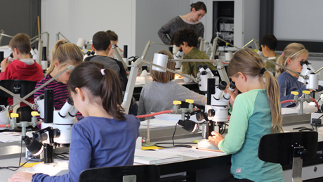 Mikroskopie-Workshop der Kinder-Universität Zürich (Bild: Marita Fuchs)