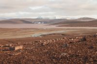Rasch abschmelzenden Eiskappen auf den Inseln von Severnaja Zemlja