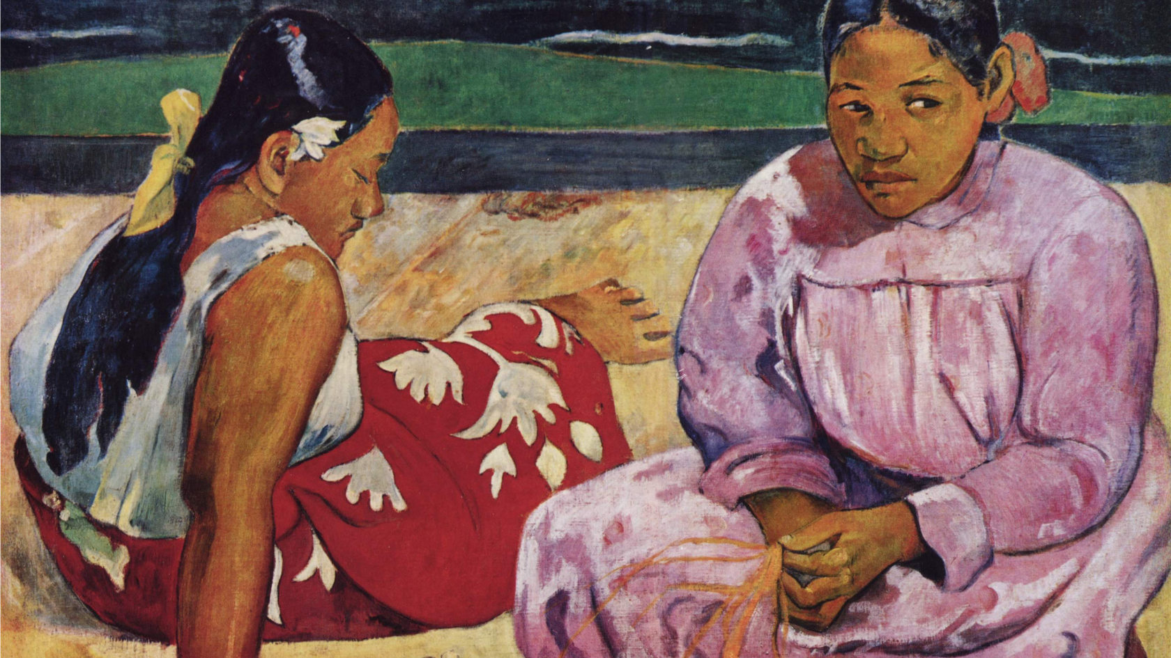 Ausschnitt aus dem Gemälde "Tahitianische Frauen am Strand" von Paul Gauguin