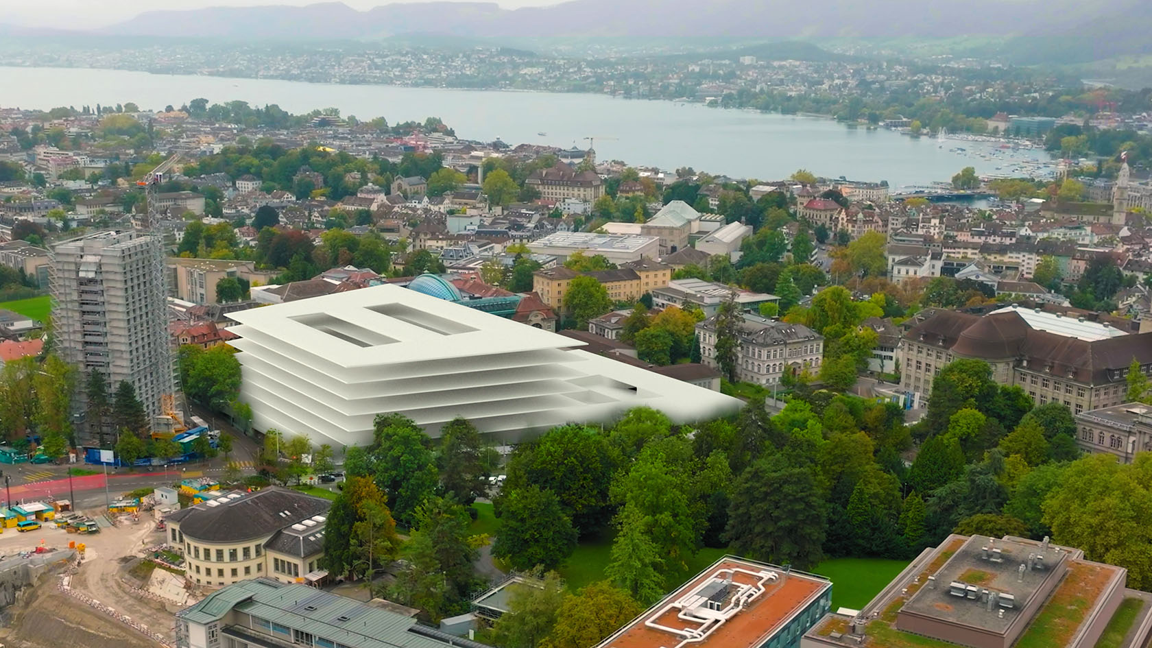 Visualisierung des Baukörpers in der aktuellen Umgebung.