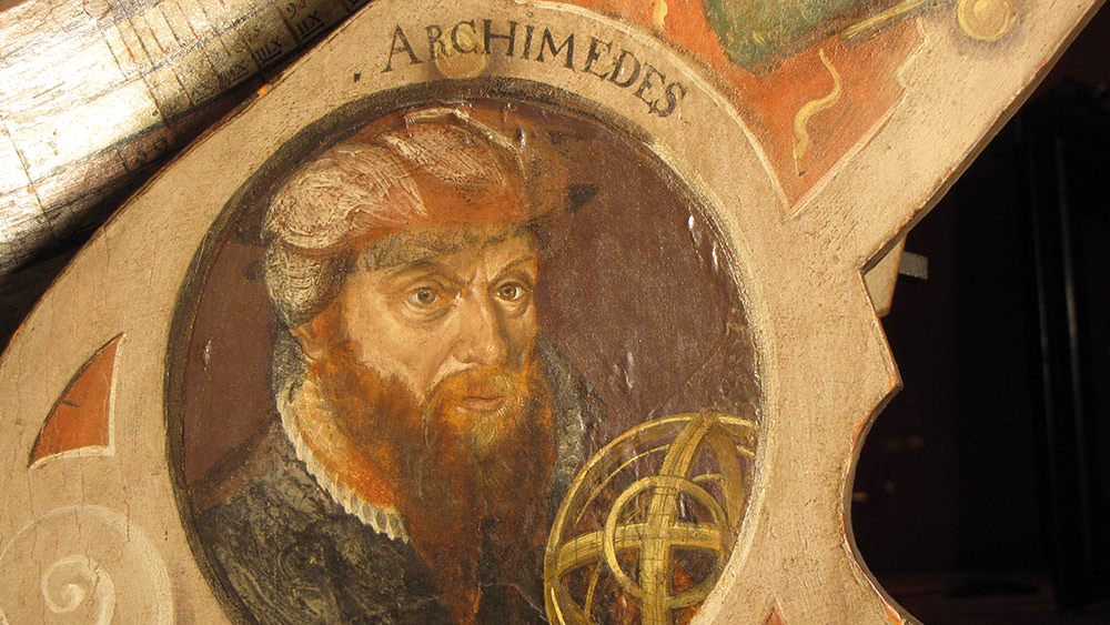 Aus dem reformierten Gelehrten David Chytraeus wurde bei der Umwidmung des Globus in St. Gallen Archimedes. (Bild: Schweizerisches Nationalmuseum.)