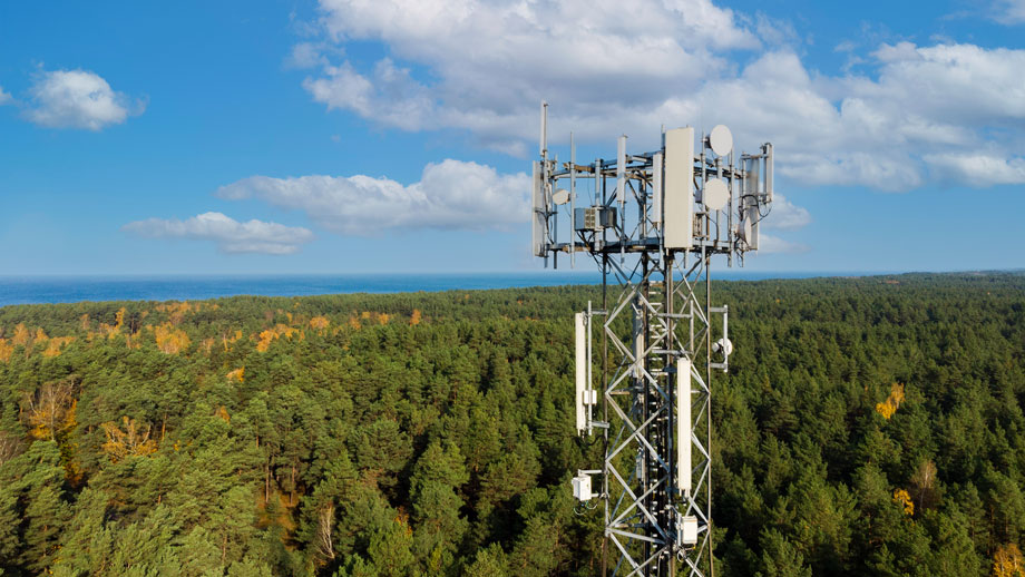 Eine 5G Mobilfunkantenne im Wald