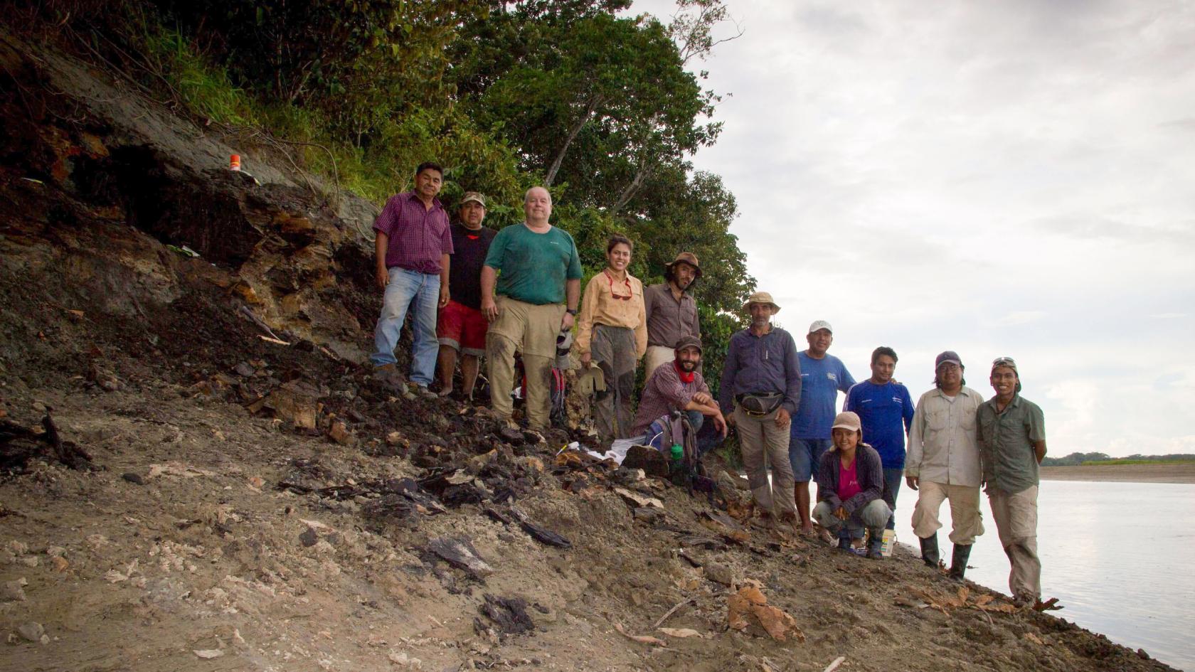 Paleontologists during the 2018 expedition to the Rio Napo