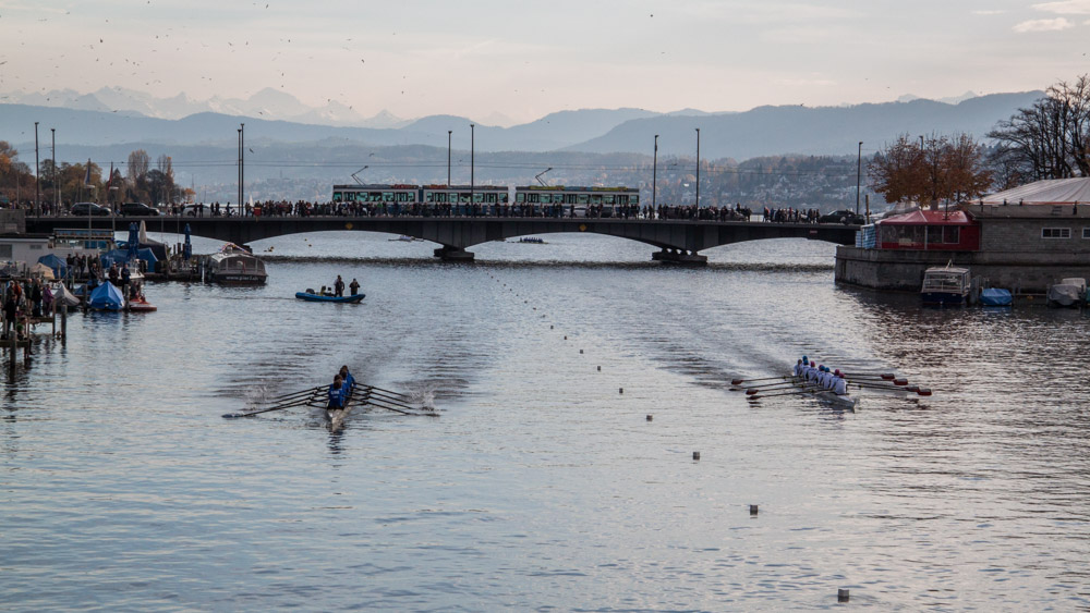 Perfect conditions for the 66th Uni-Poly rowing race: Mild temperature, few currents, and an almost smooth water surface.