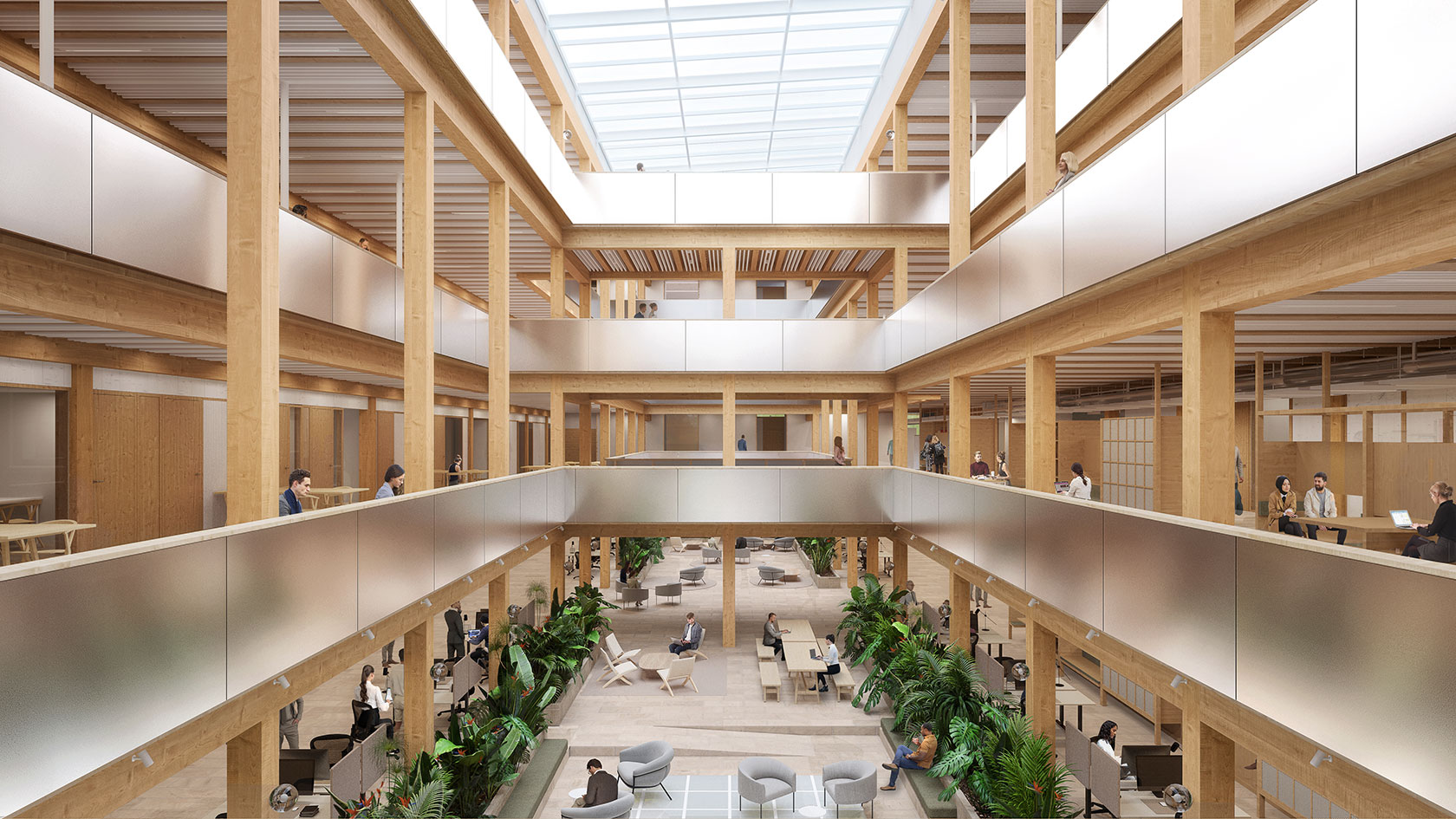 A new meeting place: the multi-storey forum in the interior.