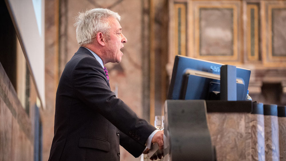 John Bercow spricht in der UZH Aula.