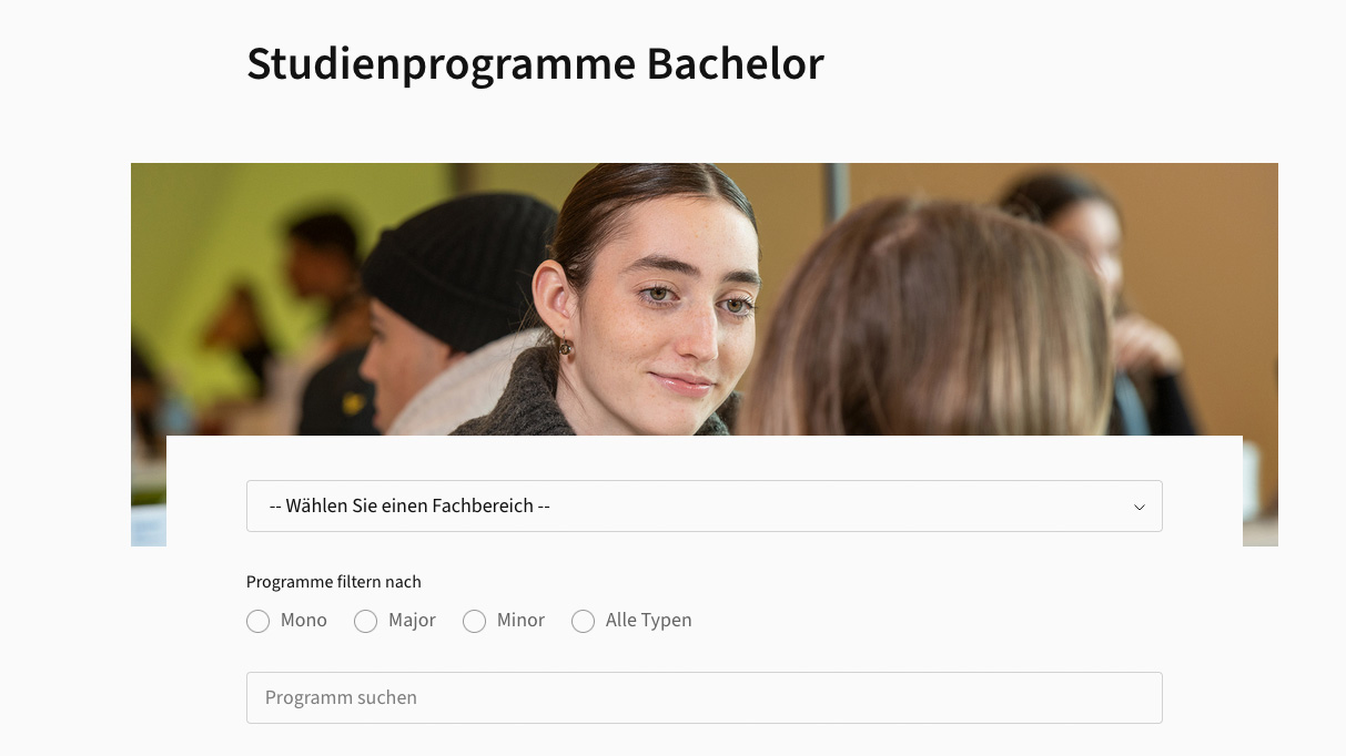 Neuer Filter für Studienprogramme