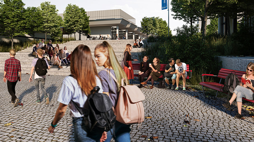 Kantonsschülerinnen und Schüler am Campus Irchel 